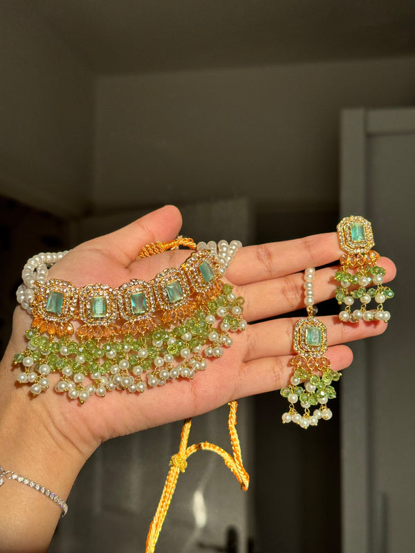 MEHER| Choker set in mint