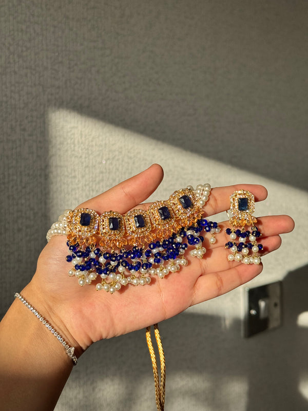 MEHER| Choker set in blue and gold
