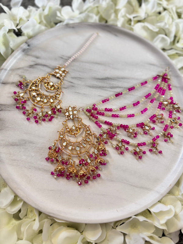 ALEIYAH| Tikka set in mint and shocking-pink