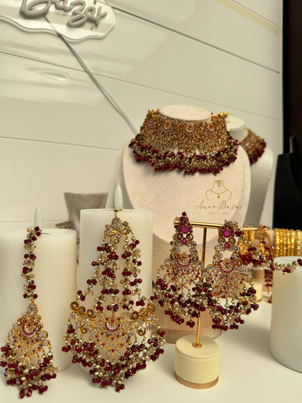 ALEEMA | Bridal set in maroon/gold