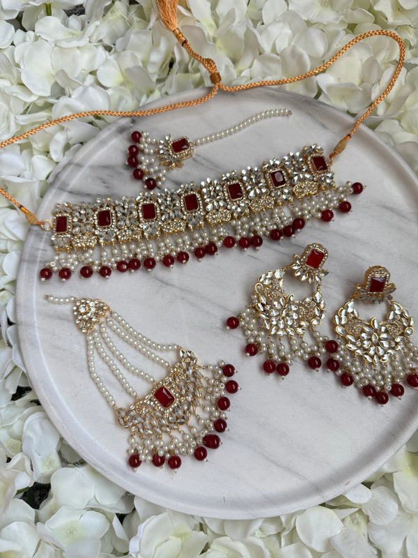 AYEZAL| Semi-bridal set in maroon
