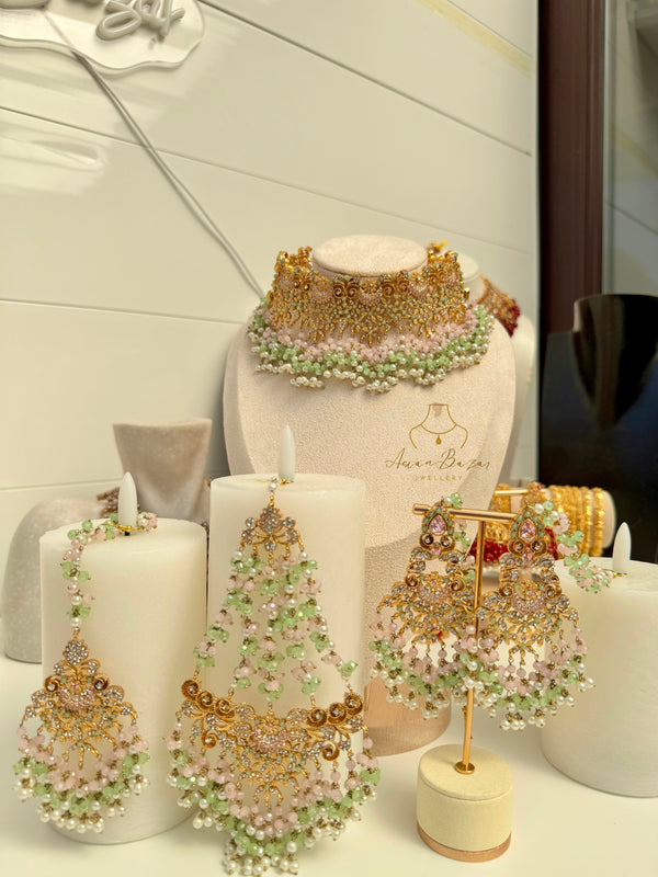 ALEEMA Bridal set in mint/pink