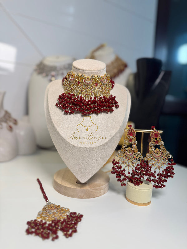 MEHRUNNISA in maroon| Choker set