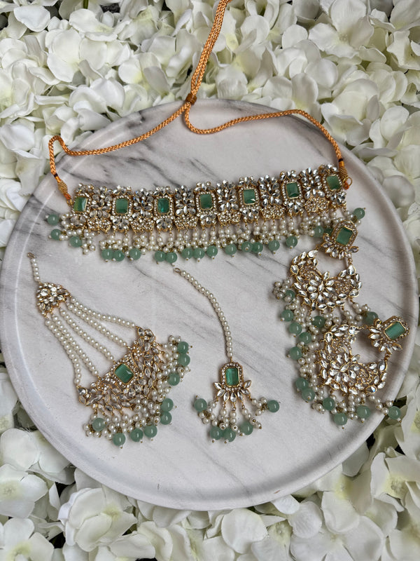AYEZAL| Semi-bridal set in mint