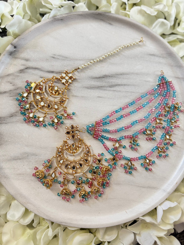 ALEIYAH| Tikka set in baby-blue and baby-pink
