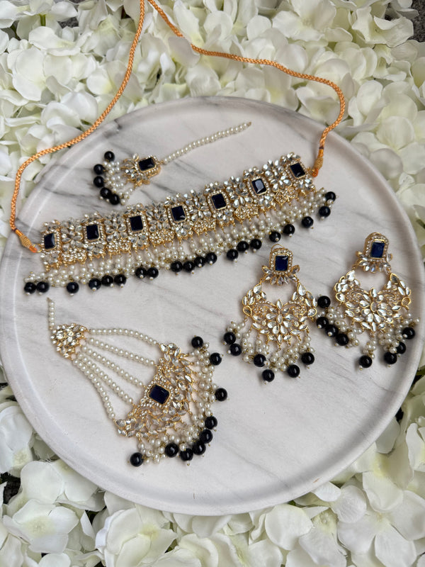 AYEZAL| Semi-bridal set in navy-blue