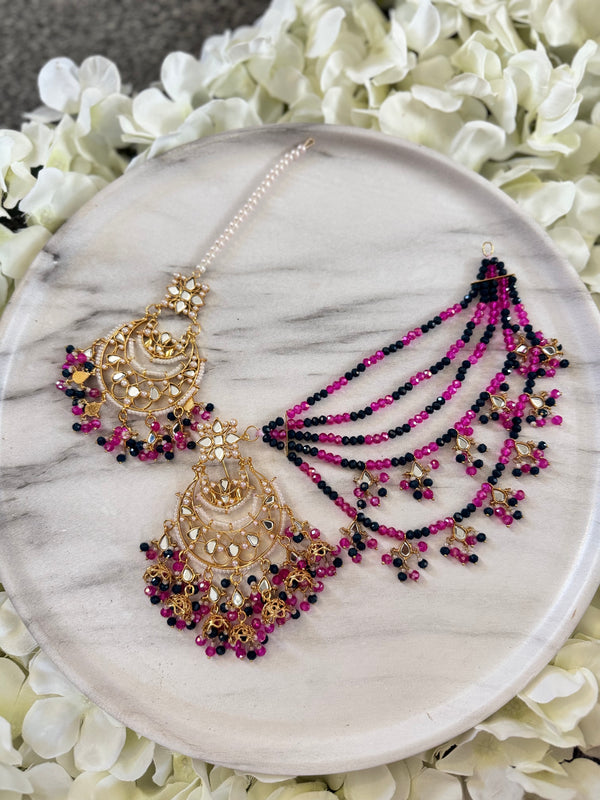 ALEIYAH| Tikka set in shocking-pink and navy blue