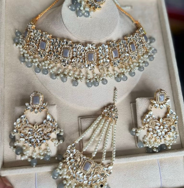 AYEZAL| Semi-bridal set in gray